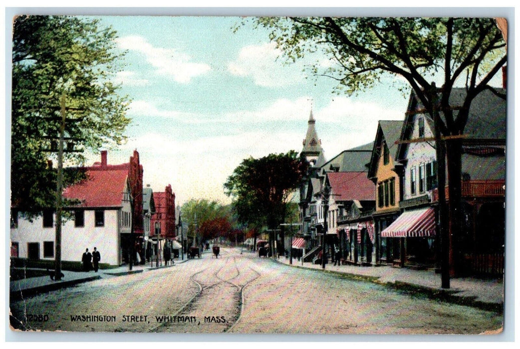 1910 Washington Street View Whitman Massachusetts MA Posted Antique Postcard