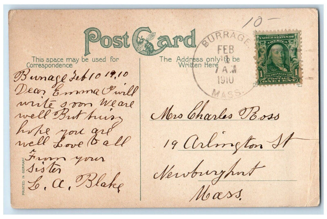 1910 Washington Street View Whitman Massachusetts MA Posted Antique Postcard