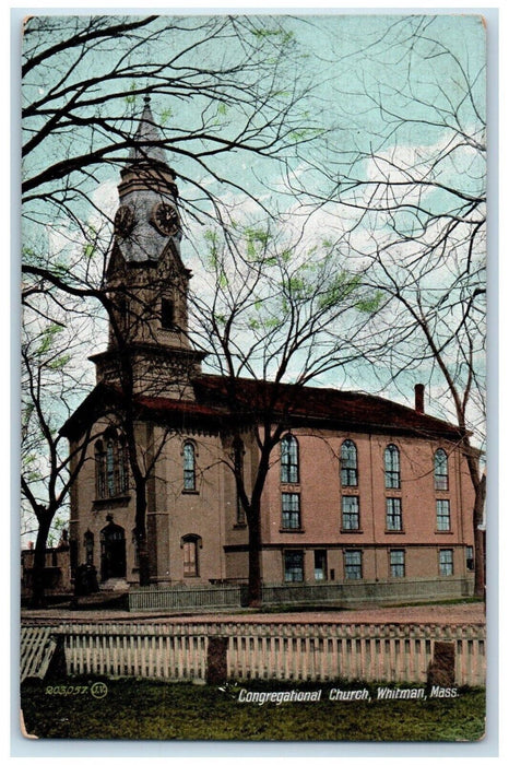 c1905 Congregational Church Whitman Massachusetts MA Unposted Antique Postcard