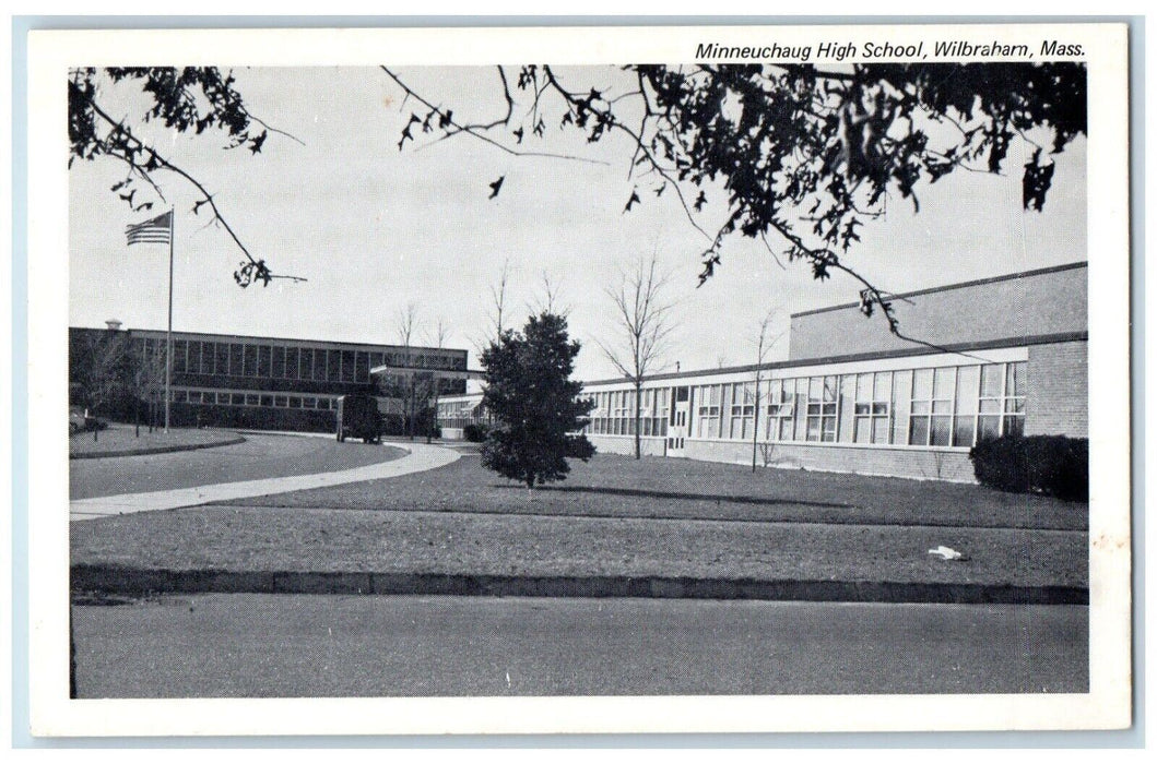 Minneuchaug High School Building Car Wilbraham Massachusetts MA Vintage Postcard