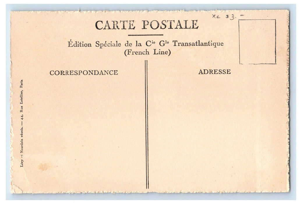 c1940's Interior S/S "De Grasse" Cabin Smoke Room France Steamer Boat Postcard