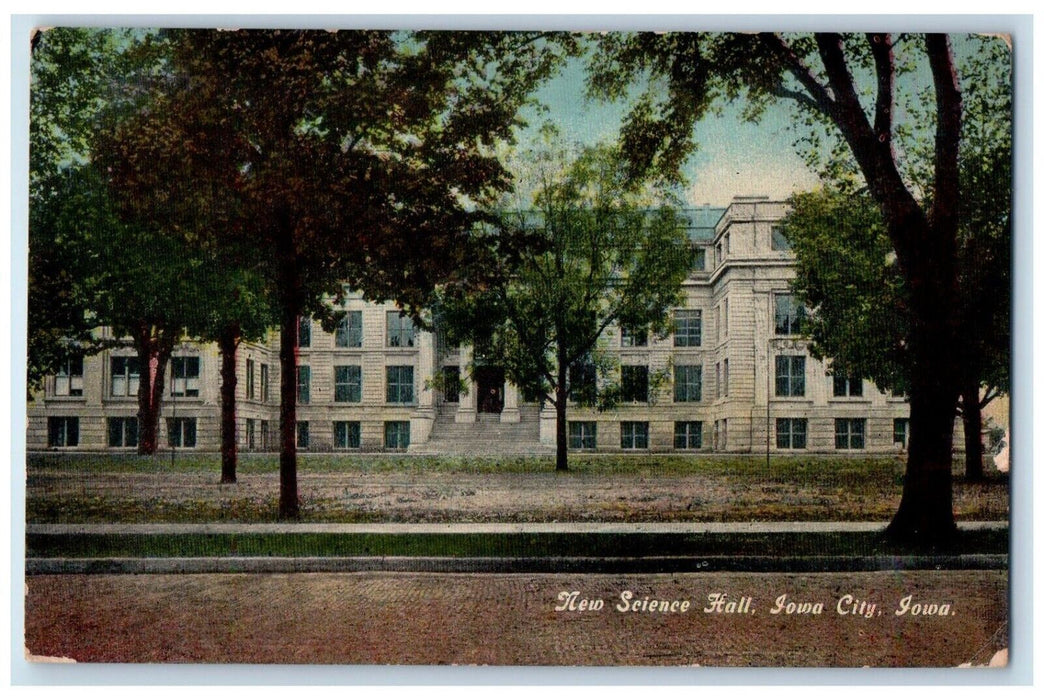 1911 Entrance to New Science Hall Iowa City Iowa IA Antique Posted Postcard