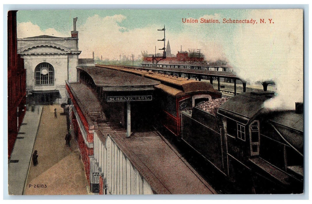 c1910's Union Station Railroad Train Depot Schenectady New York NY Postcard