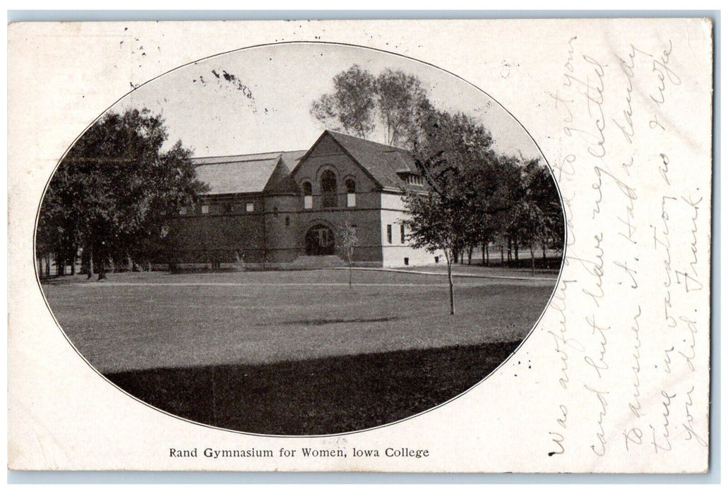1908 Rand Gymnasium for Women Iowa College IA Spartansburg PA Postcard