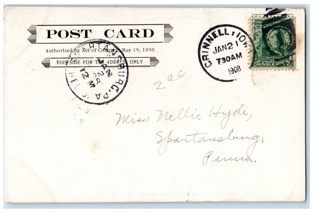 1908 Rand Gymnasium for Women Iowa College IA Spartansburg PA Postcard