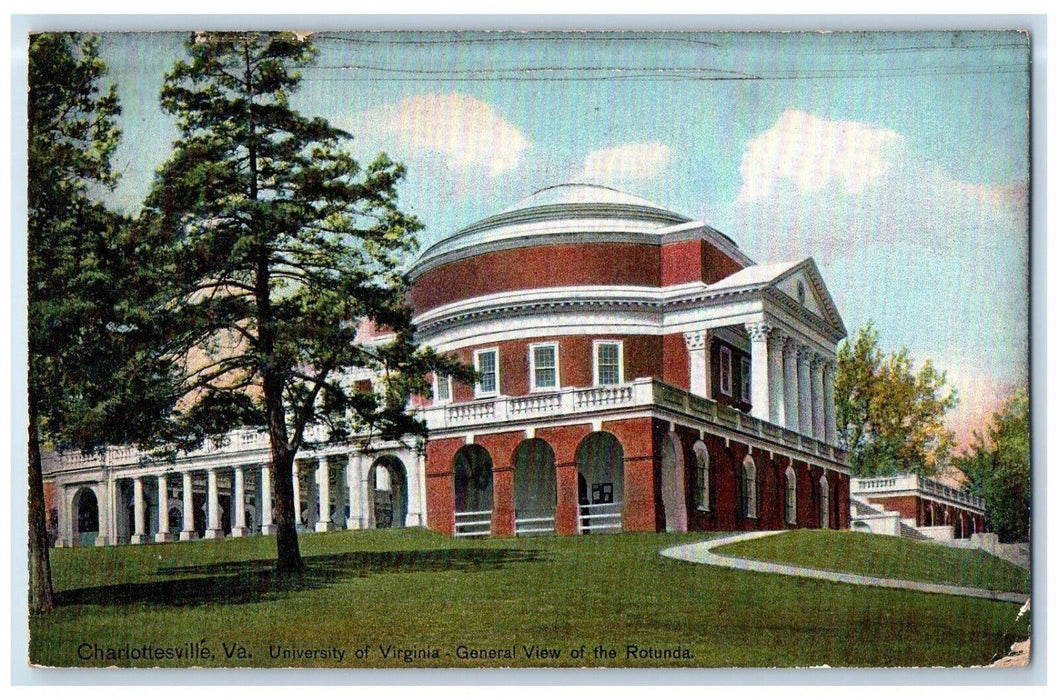 1910 University Virginia General View Rotunda Charlottesville Virginia Postcard