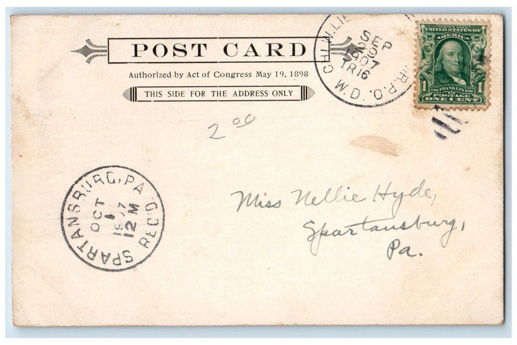 1907 Blair Hall Porch Iowa College IA Spartansburg PA RPO Posted Postcard
