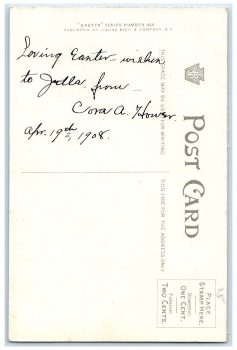 c1910's Easter Holy Cross Flowers House River Julius Bein Antique Postcard