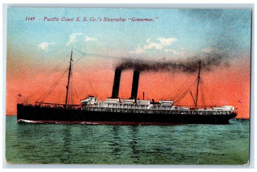 c1910 Pacific Coast S.S. Co. Steamship Governor Steamer Cruise Ship Sea Postcard