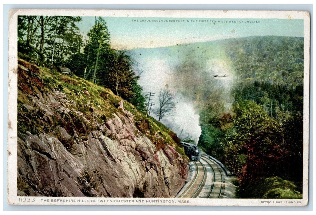 1909 The Berkshire Hills Chester Huntington Boston MA Train Phostint Postcard