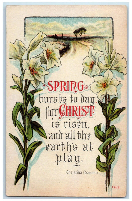 1912 Easter Spring For Christ White Lily Flowers Tustin Michigan MI Postcard