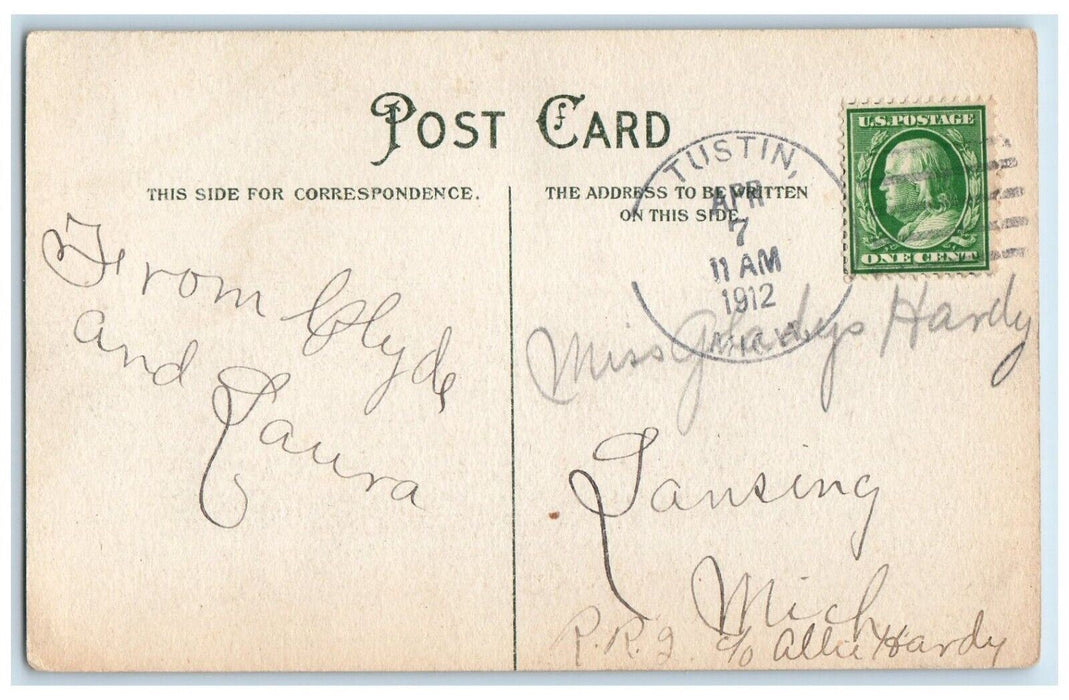 1912 Easter Spring For Christ White Lily Flowers Tustin Michigan MI Postcard