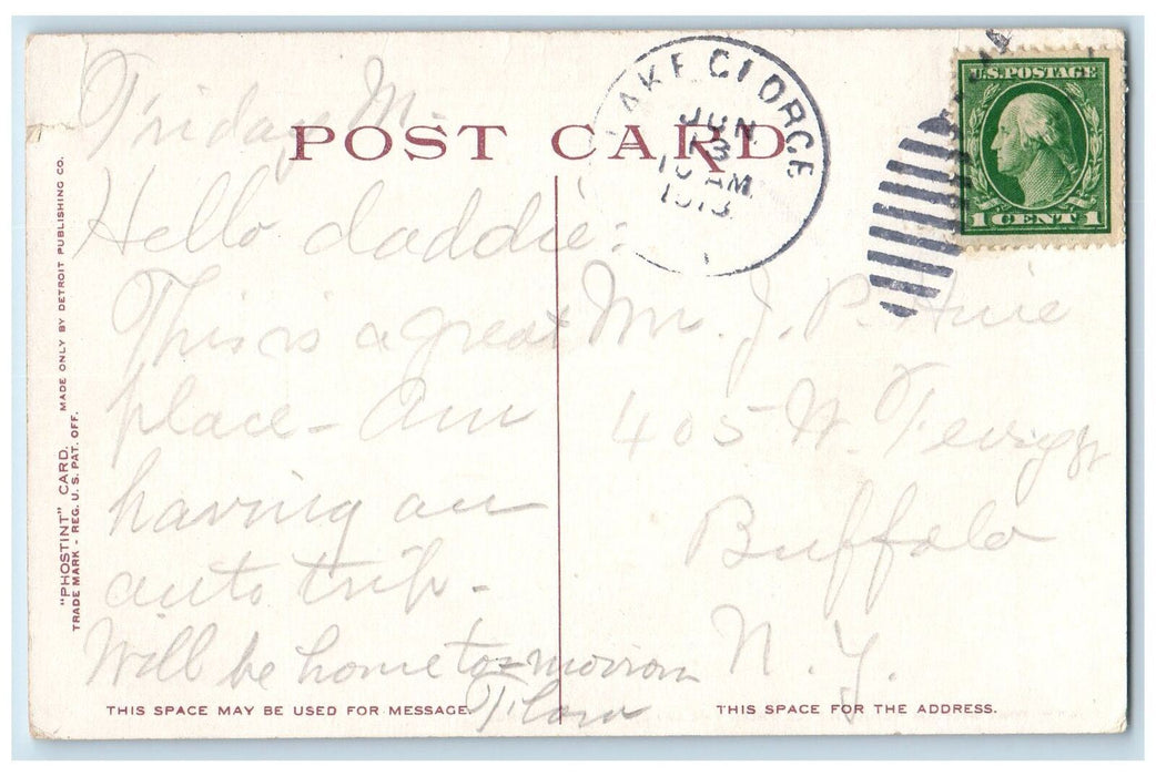 1913 Fort William Henry Hotel Sailboat Lake George New York NY Phostint Postcard