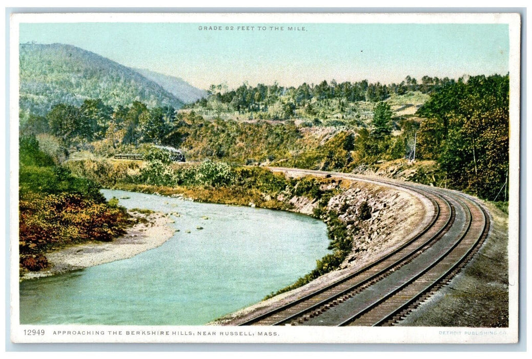 Approaching The Berkshire Hills Train Railroad View Russell MA Phostint Postcard