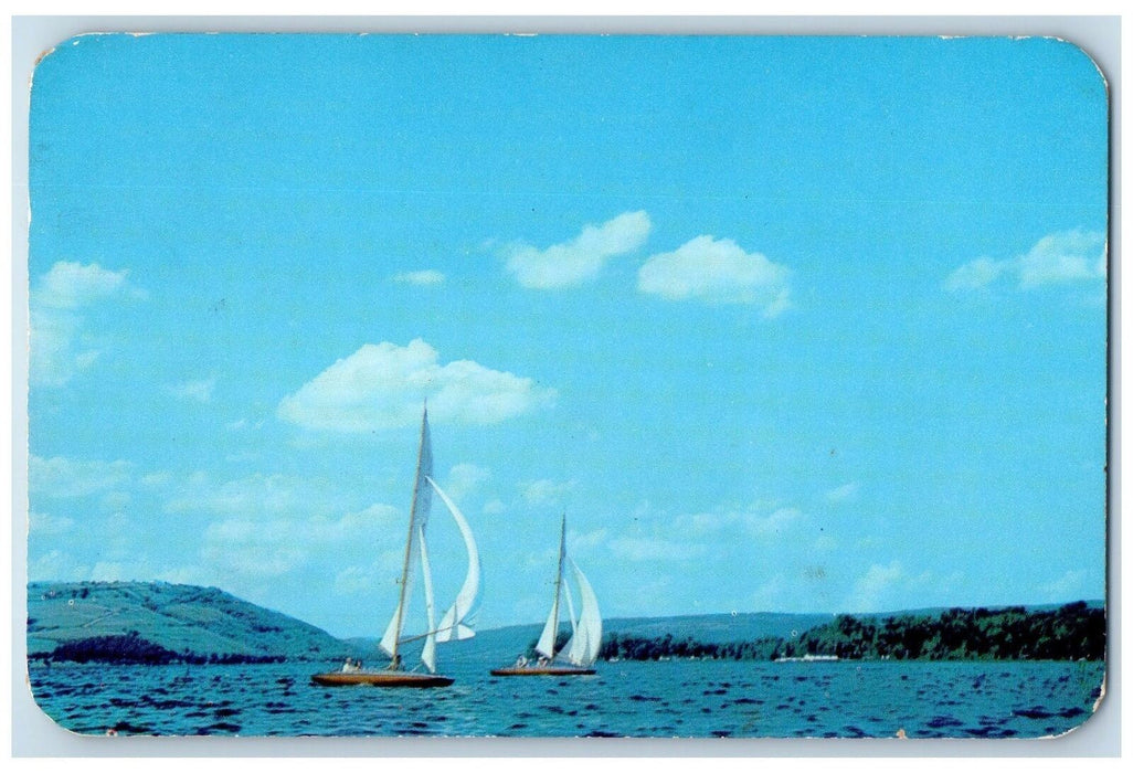 1960 Lake Keuka Sailboat Race Penn Yan New York NY Pulteney Postcard