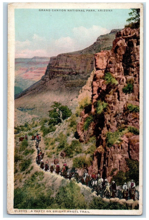 Grand Canyon National Park Bright Angel Trail Arizona AZ Fred Harvey Postcard