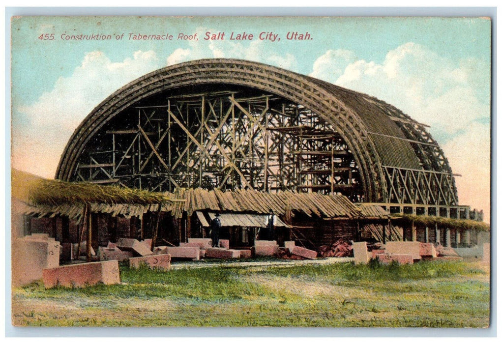 c1910 Construktion of Tabernacle Roof, Salt Lake City Utah UT Unposted Postcard