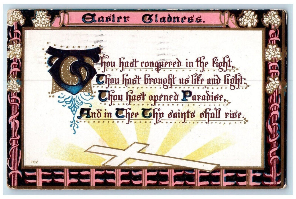 1911 Easter Gladness Poem Flowers Cleveland Ohio OH Posted Antique Postcard