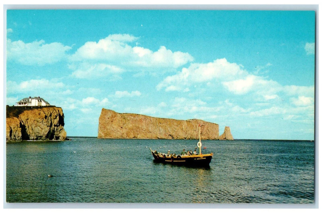 c1950's Perce Rock Ferry Boat La Gaspesie Perce PQ Quebec Canada Postcard