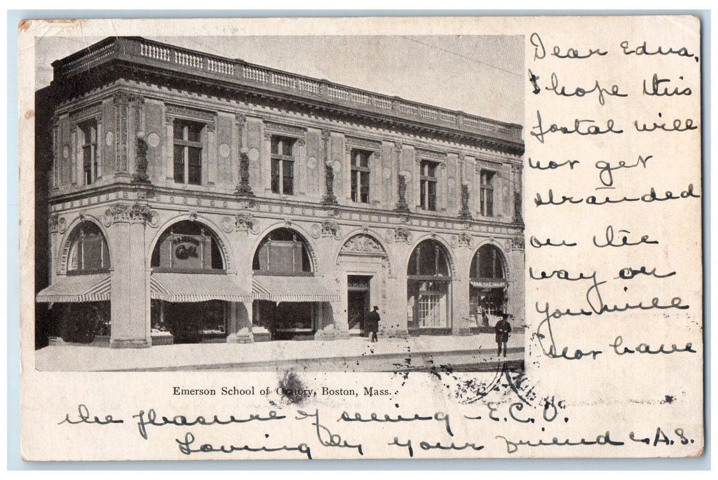 1906 Emerson School Of Oratory Exterior Boston Massachusetts MA Antique Postcard