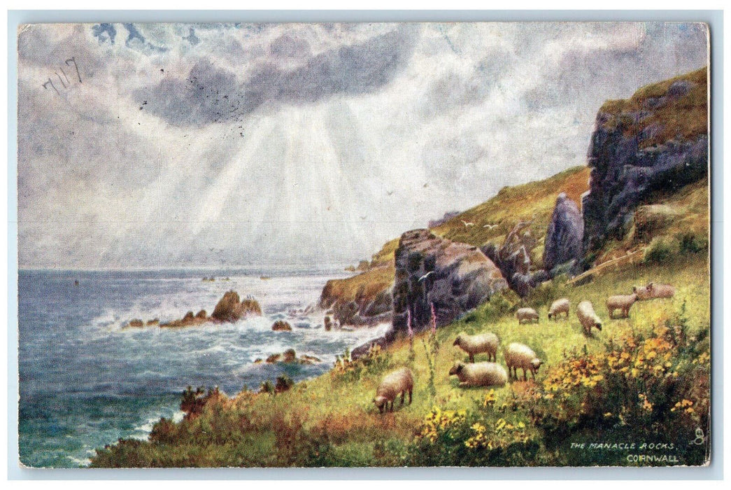 1905 The Manacle Rocks Cornwall England Oilette Tuck Art Posted Postcard