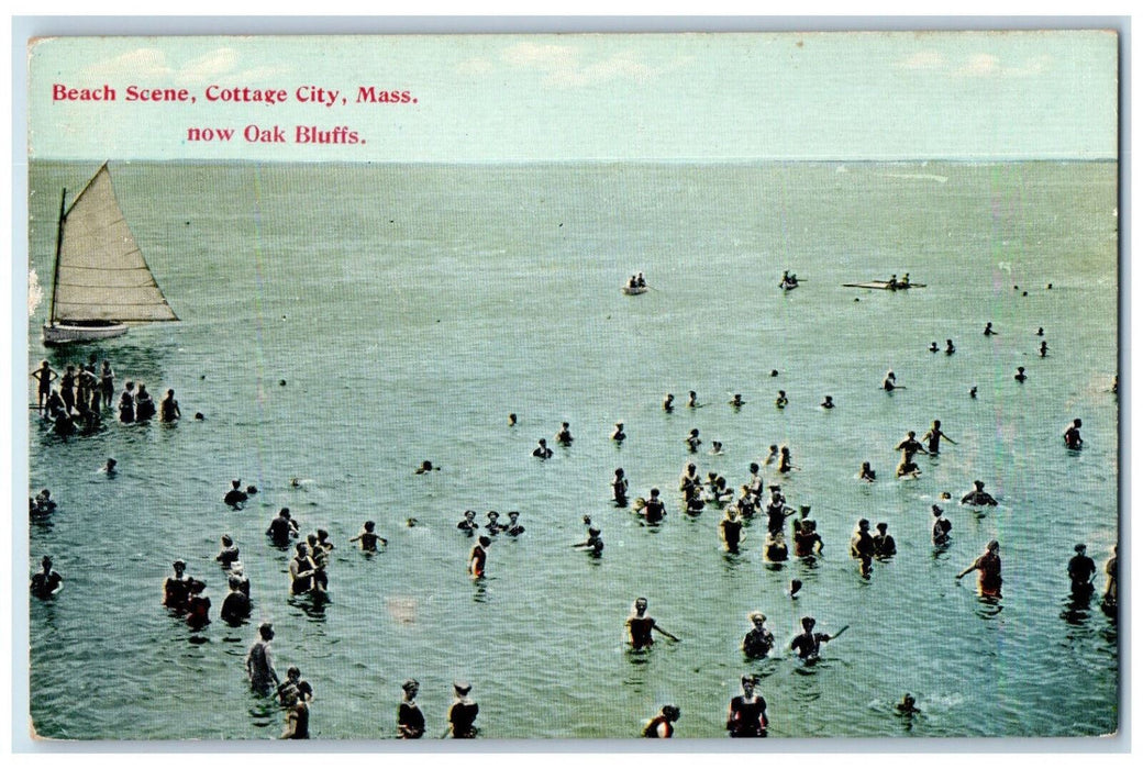 c1910 Beach Scene Cottage City Now Oak Bluffs Massachusetts MA Postcard