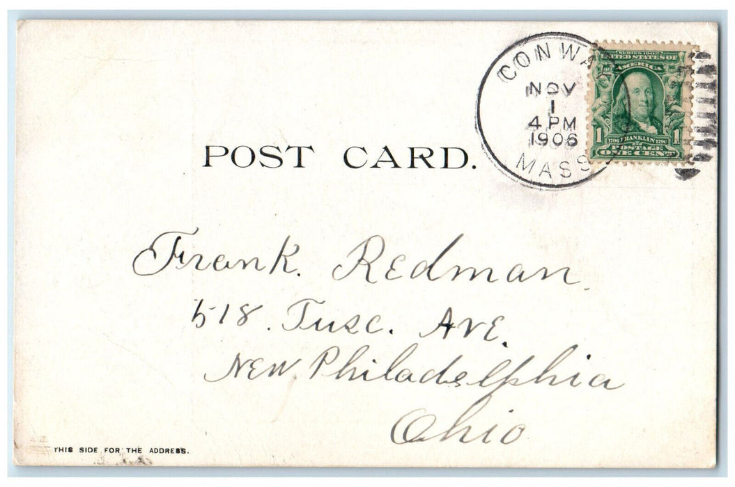 1906 Field Library Conway Massachusetts MA Antique Posted Postcard