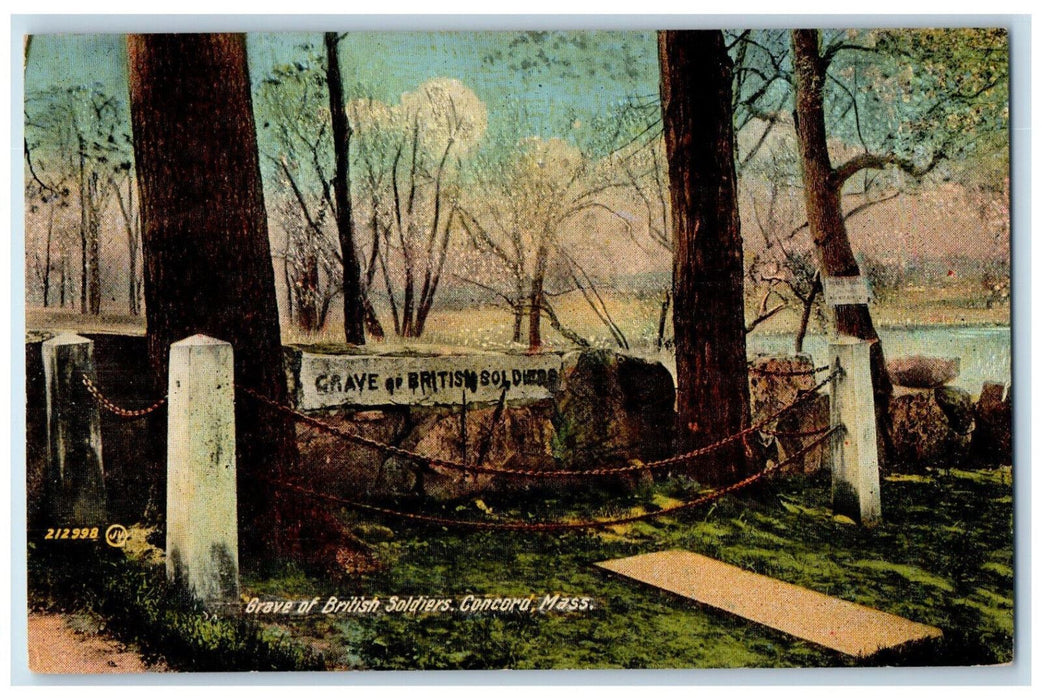 c1910 Grave of British Soldiers Concord Massachusetts MA Unposted Postcard