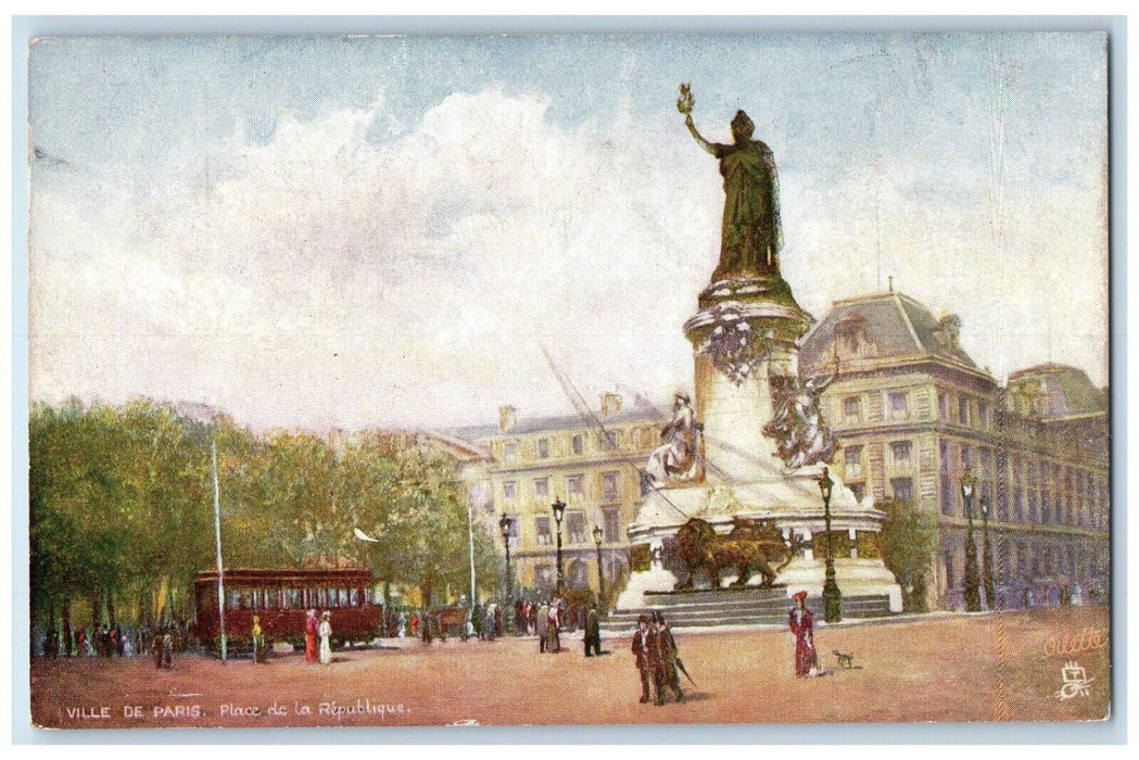 c1910 Place De La Republique Ville De Paris Oilette Tuck Art Postcard