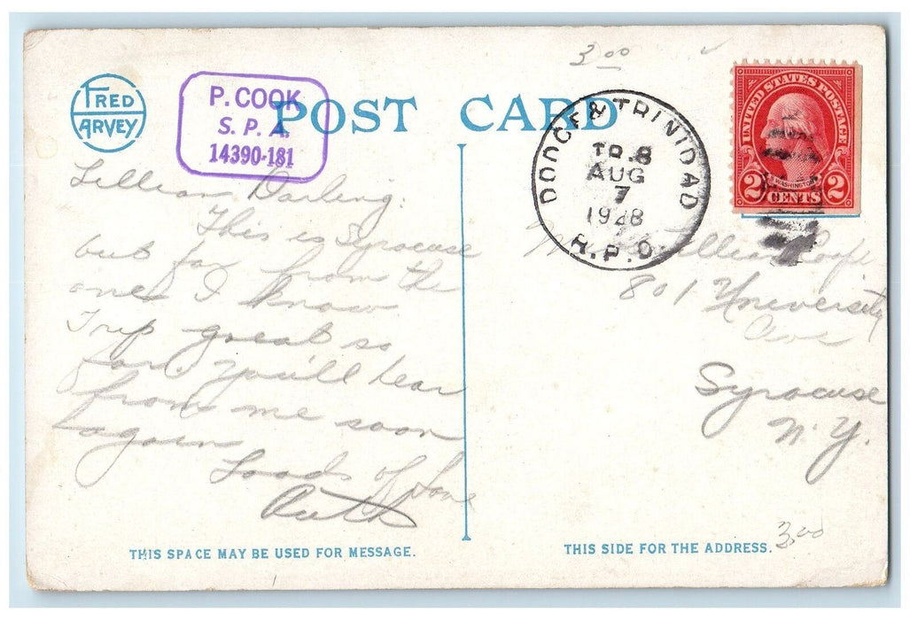 1928 The Sequoyah Santa Fe Hotel Syracuse Kansas KS Vintage Fred Harvey Postcard