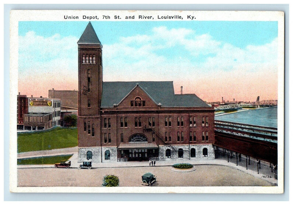 c1930's Union Depot Station 7th St. And River Louisville Kentucky KY Postcard