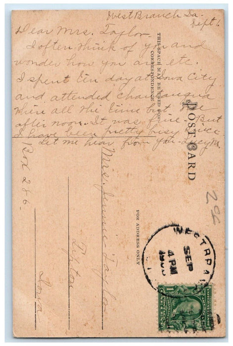 c1910 Y.M. and Y.W.C.A Building Iowa City IA West Branch IA Posted Postcard