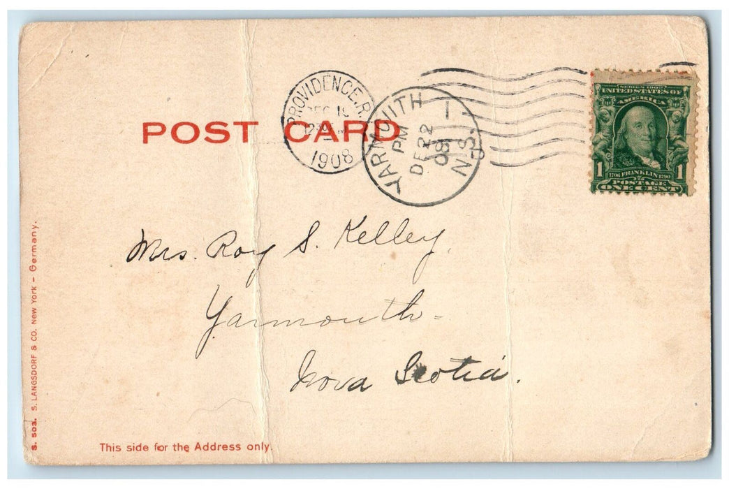1906 Fields Point Flag Scene Providence Rhode Island RI Posted Vintage Postcard
