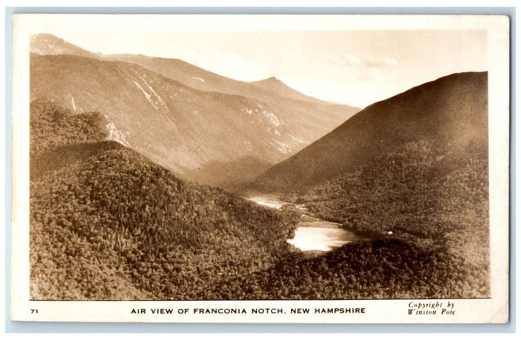 c1940's Air View Of Franconia Notch New Hampshire NH Vintage RPPC Photo Postcard