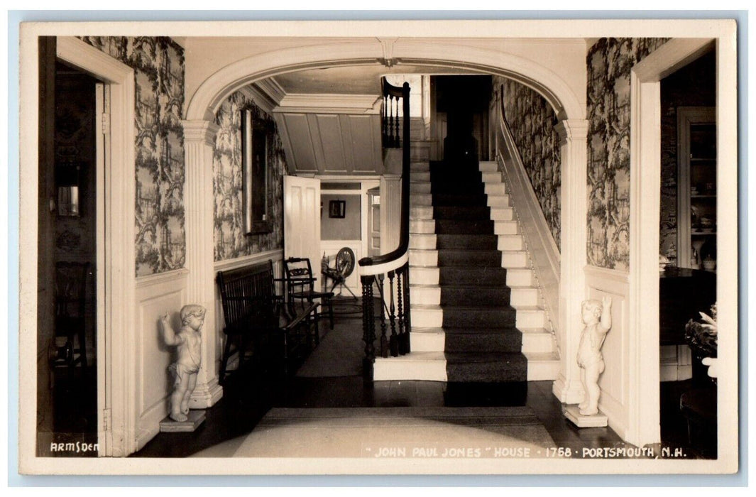 c1950's John Paul Jones House Stairs Interior Portsmouth NH RPPC Photo Postcard