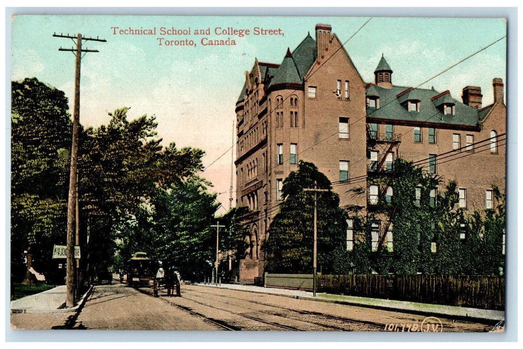 1909 Technical School and College Street Toronto Ontario Canada Postcard