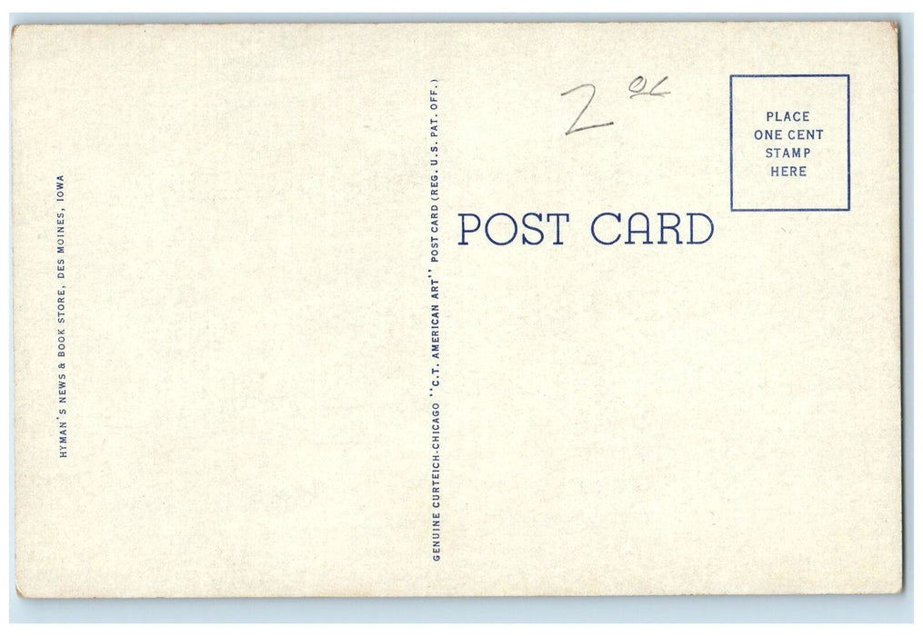 c1950 Hotel kirkwood Building Restaurant Classic Car Des Moines Iowa IA Postcard
