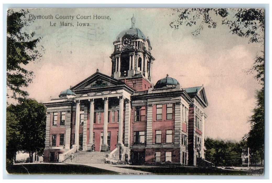 c1910 Plymouth County Court House Le Mars Iowa IA Antique Posted Postcard