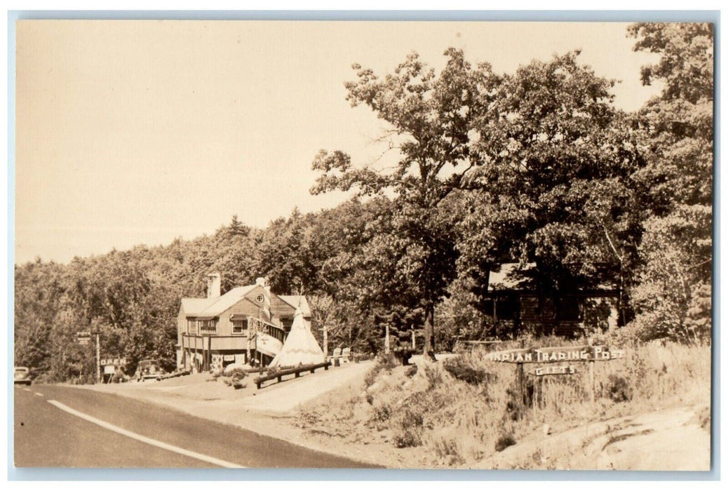 Indian Trading Post Gifts And Cliff Motor Court Concord NH RPPC Photo Postcard