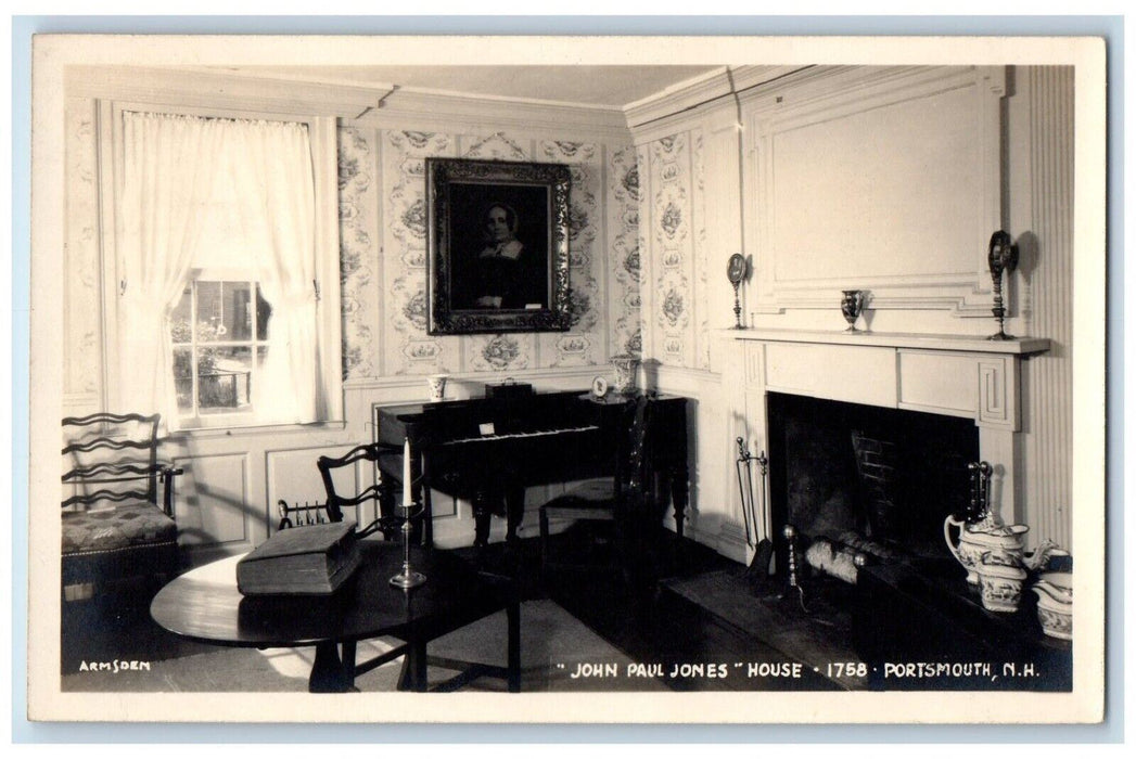 c1950's John Paul Jones House Piano Interior Portsmouth NH RPPC Photo Postcard