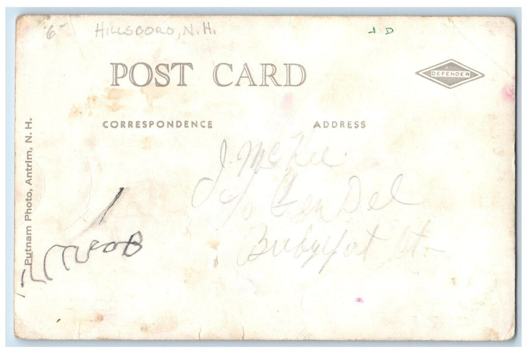 c1930's View Of Twin Bridge River Hillsboro New Hampshire NH RPPC Photo Postcard