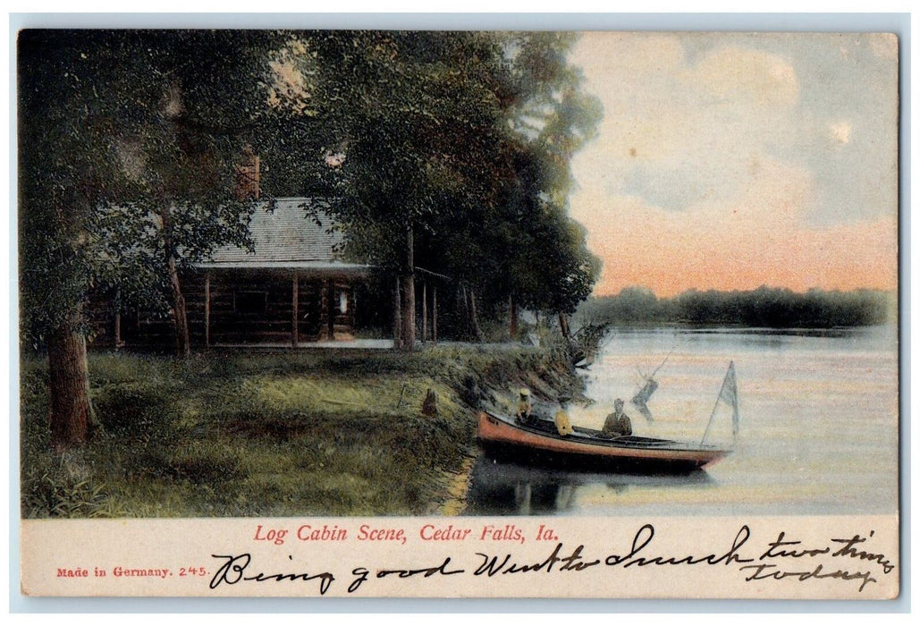 1906 Log Cabin Scene People View Cedar Falls Iowa IA Posted Vintage Postcard
