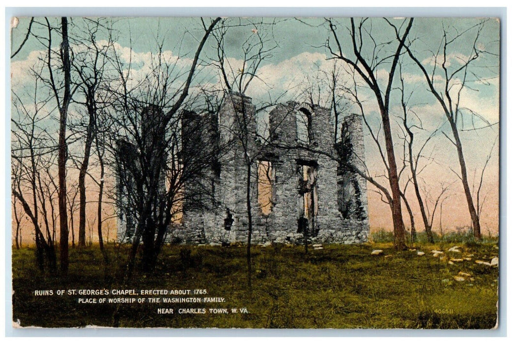 1910 Ruins St George Chapel Place Worship Washington Family Charlestown Postcard