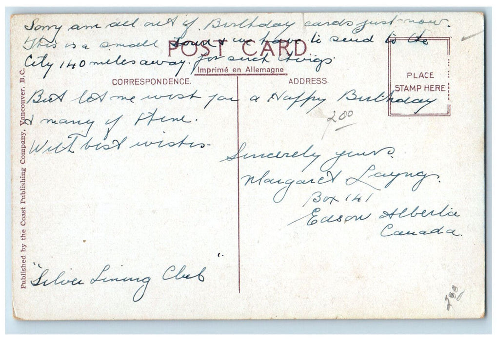 c1910 101st Street Edmonton Alberta Canada Cars Business Section Crowds Postcard
