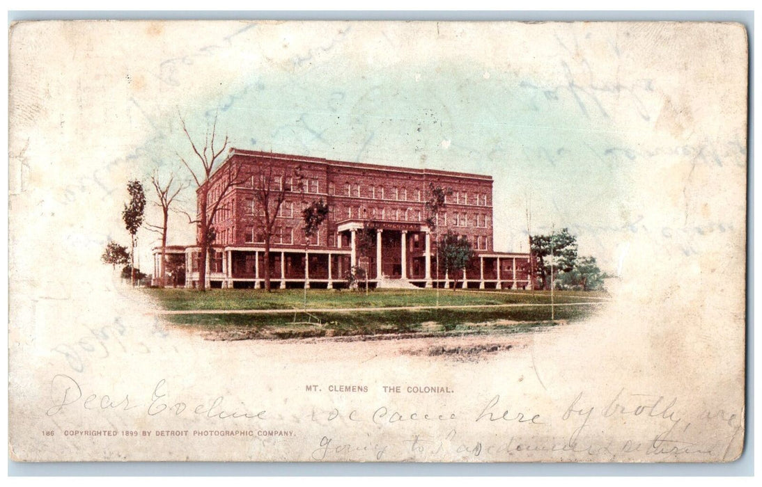 1904 Mt. Clemens The Colonial Hotel Roadside Michigan MI Posted Vintage Postcard