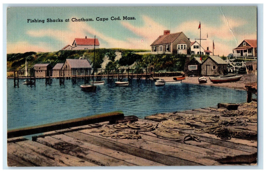 c1950's Fishing Shacks on Chatham Cape Cod Massachusetts MA Vintage Postcard