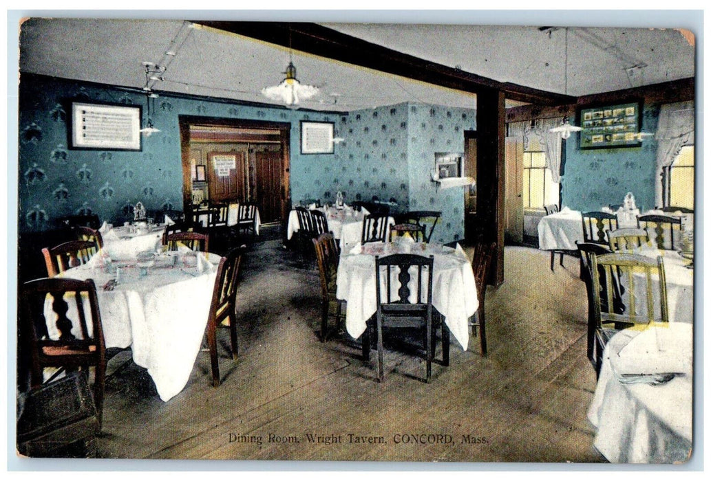c1910 Dining Room Wright Tavern Concord Massachusetts MA Unposted Postcard