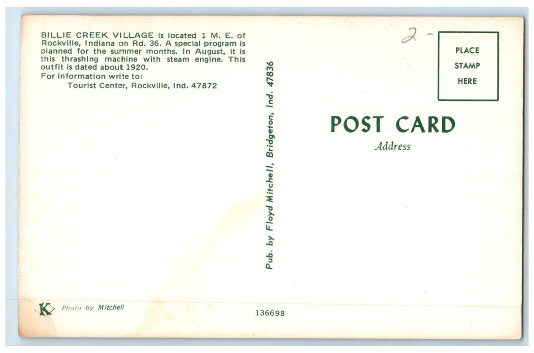 c1960 Billie Creek Village Tourist Center Tractor Rockville Indiana IN Postcard