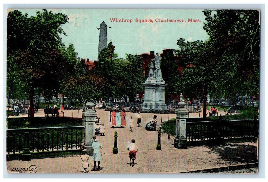 1912 Winthrop Square Charlestown Massachusetts MA Posted Antique Postcard