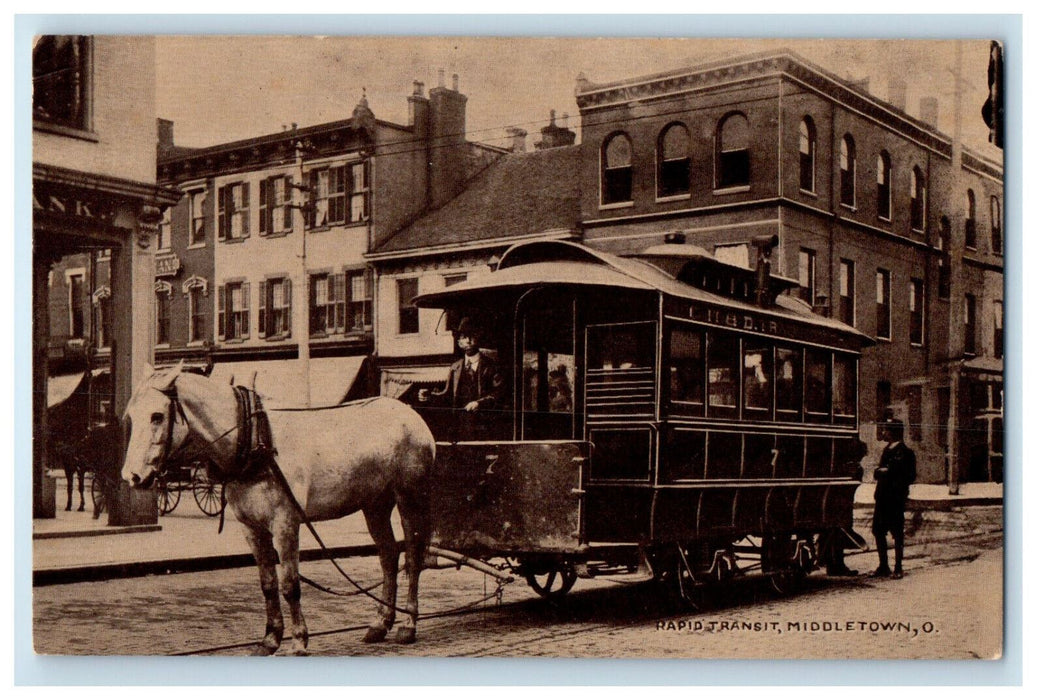 c1940's Horse Carriage as Rapid Transit Middletown Ohio OH Unposted Postcard